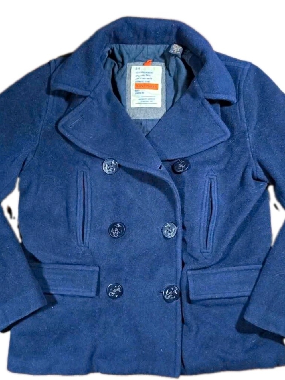 Vintage Abercrombie A-4 Navy Wool Blend Military Peacoat Women’s Small Y2K